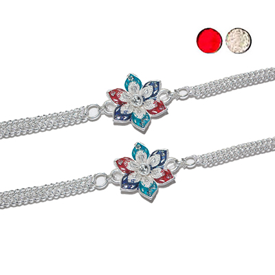 "Silver Coated Rakhi - SIL-6150 A-CODE-049 - (2 Rakhis) - Click here to View more details about this Product